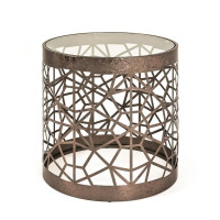 Beistelltisch aus Metall in bronze lackiert13252 Ablage aus Sicherheitsglas, montiert