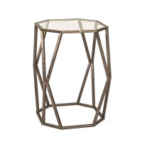 Beistelltisch aus Metall in bronze lackiert13254 Ablage aus Sicherheitsglas, montiert