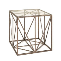 Beistelltisch aus Metall in bronze lackiert13256 Ablage aus Sicherheitsglas, montiert