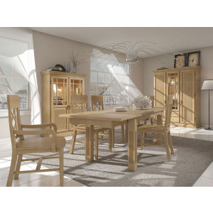 Esszimmerstuhl Chalet mit Holzsitz - 2 Kreuzen an der Lehne und losem Sitzkissen Pinie massiv