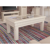 Couchtisch rechteckig 120x70 cm Duett mit Glasplatte und Schubkasten Pinie  lipizanonmassiv