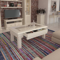Couchtisch rechteckig 120x70 cm Duett mit Glasplatte und Schubkasten Pinie  lipizanonmassiv