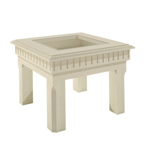 Couchtisch Beistelltisch quadratisch 70x70 cm mit Glasplatte und Schubkasten Pinie lipizano massiv