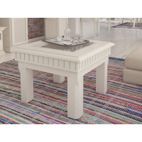 Couchtisch Beistelltisch quadratisch 70x70 cm mit Glasplatte und Schubkasten Pinie lipizano massiv