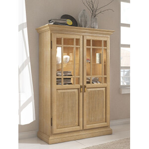 Vitrine Highboard Büfett 2-türig Duett B 112 H 160 cm Pinie karamell massiv