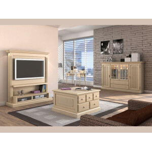 Truhen-Couchtisch Truhe 89 x 89 cm mit 5 Schubkästen Pinie  lipizano massiv