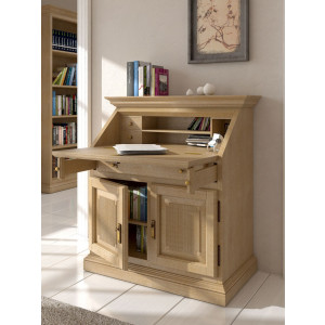 Sekretär Heimbüro Duett mit Klappe und Riffelfront B 100 H 106 cm Pinie massiv