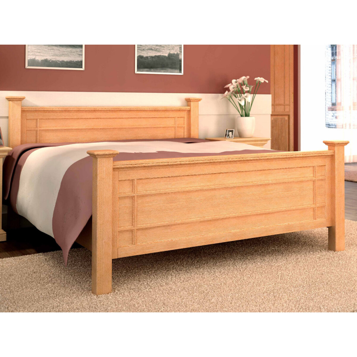 Bett Massivholz Duett 180 x 200 cm Pinie karamell