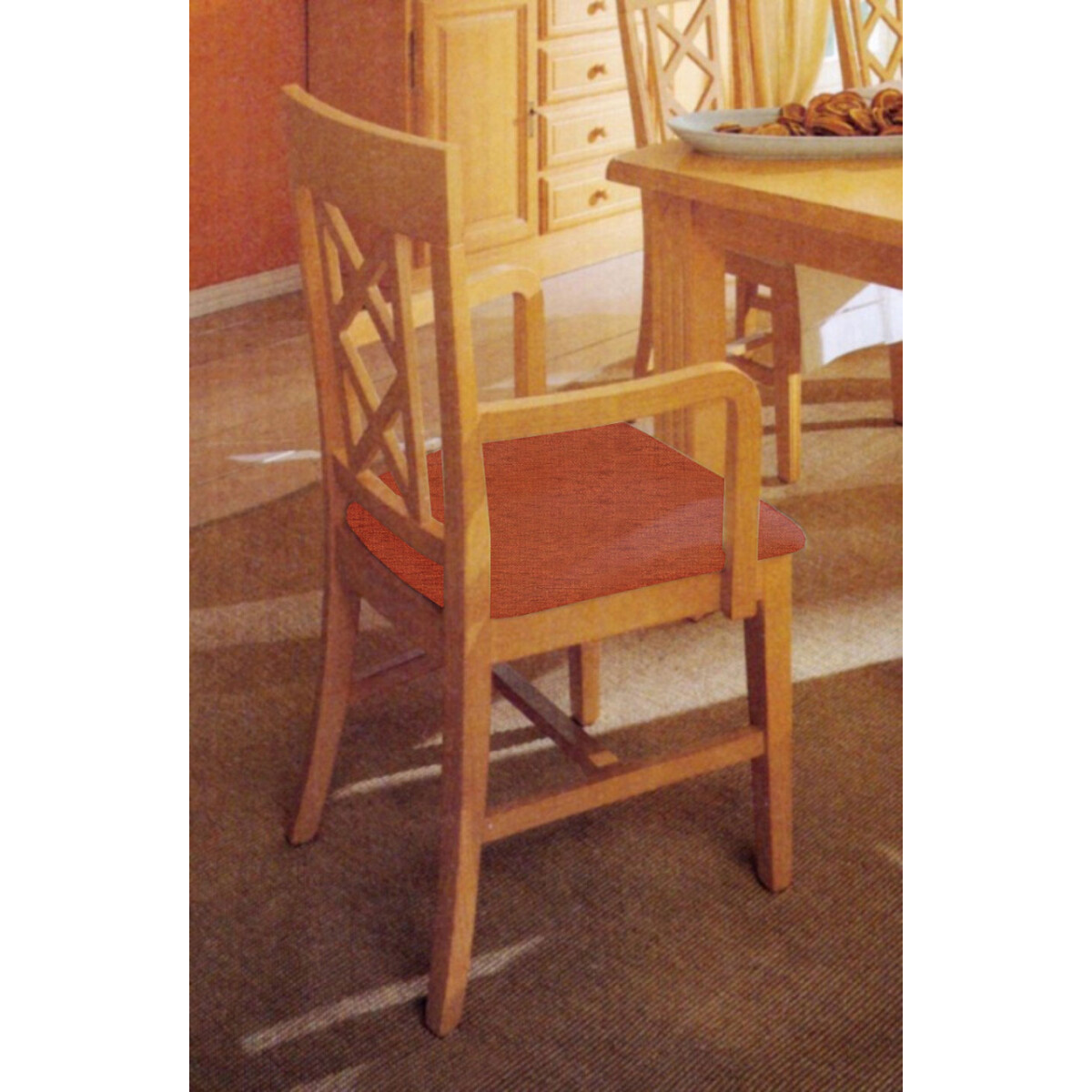 Esszimmer Stuhl mit Armlehnen und Festpolsterkissen Chalet P