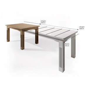 Esstisch 160x95 cm Duett feste Platte 2 Auszügen a. 50 cm Pinie karamell  massiv