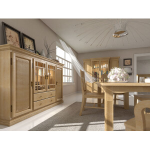 Hochanrichte Highboard Duett B 210 H 136 cm 2 Schubladen 4 Türen Pinie  karamell massiv