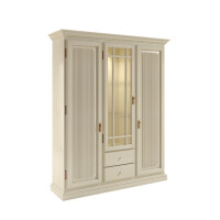 Wohnwand Vitrinen-Schrank B 162 H 198 cm 3 Türen 2 Schubladen Duett Pinie lipizano massiv