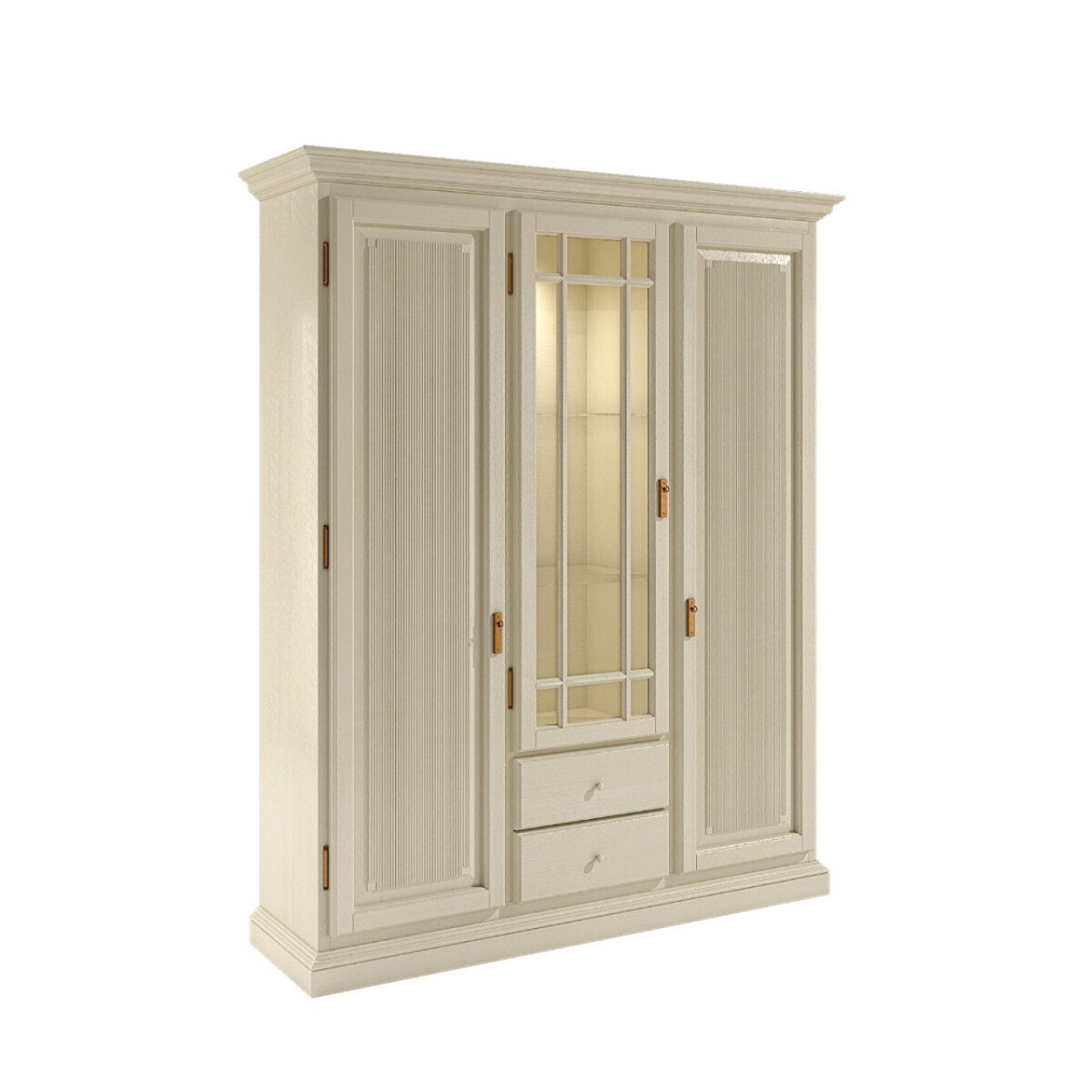 Wohnwand Vitrinen-Schrank B 162 H 198 cm 3 Türen 2 Schu