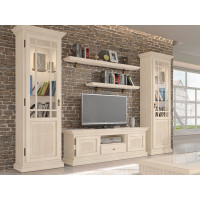 Wohnzimmer Schränke Set Wohnwand Duett 2 Vitrinen TV Lowboard 2 Wandbords Duett Pinie massiv