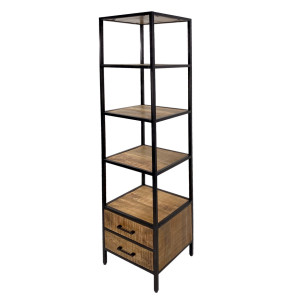 Bücherregal Stand Regal Bücherbord 40x180x40 cm mit Schubladen Liverpool Metall-Gestell schwarz