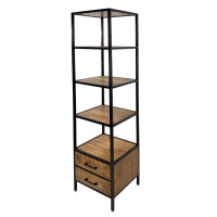 Bücherregal Stand Regal Bücherbord 40x180x40 cm mit Schubladen Liverpool Metall-Gestell schwarz