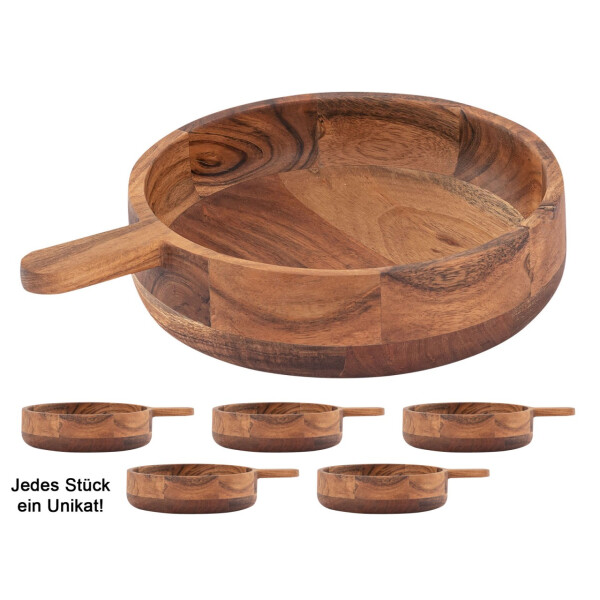 Holzpfanne Deko Pfanne Masterbox 6-teilig Holz 32x25cm Schale Akazie massiv