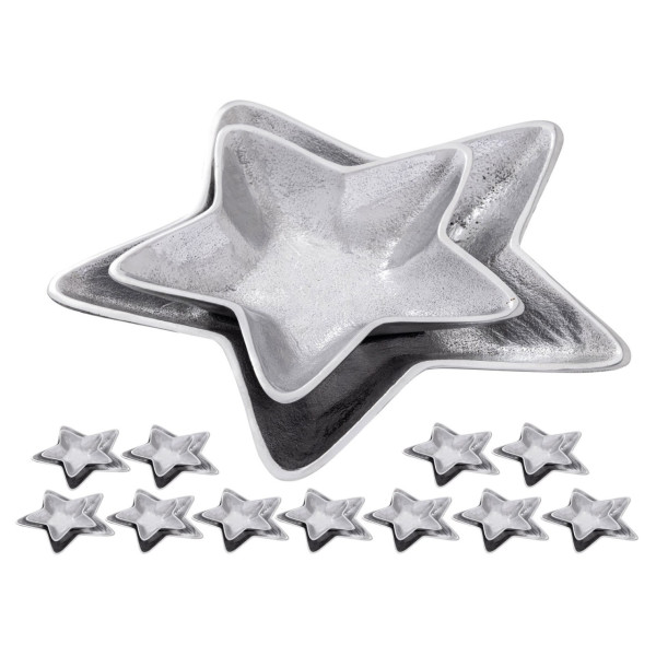 Dekoschalen Stern 12x 2er Set Masterbox Starlight silber Weihnachtsdeko Aluminium