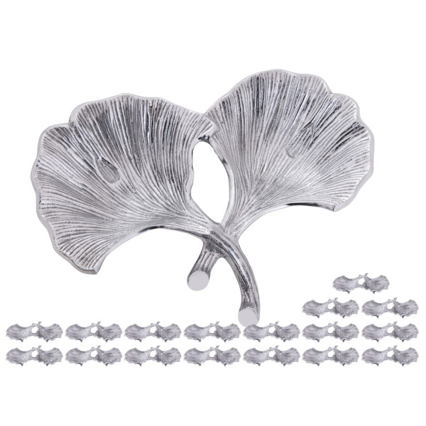 Dekoschale Schale Masterbox 18-teilig Aluminium Ginkgo 2 Blatt silber Blattschale