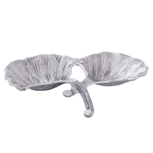 Dekoschale Schale Masterbox 18-teilig Aluminium Ginkgo 2 Blatt silber Blattschale