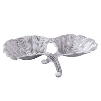 Dekoschale Schale Masterbox 18-teilig Aluminium Ginkgo 2 Blatt silber Blattschale