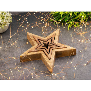 Dekofigur Sterne 12x 3er Set Holzfigur 26/17/10cm Masterbox Weihnachtsdekoration Mangoholz