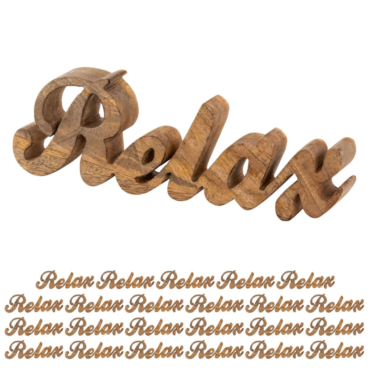 Schriftzug Relax Holzfigur Masterbox 24 Stück B28x9cm D