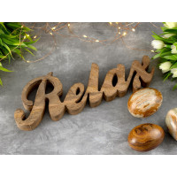 Schriftzug Relax Holzfigur Masterbox 24 Stück B28x9cm Dekoschrift Mangoholz massiv
