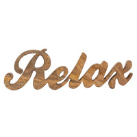 Schriftzug Relax Holzfigur Masterbox 24 Stück B28x9cm Dekoschrift Mangoholz massiv