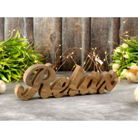 Schriftzug Relax Holzfigur Masterbox 24 Stück B28x9cm Dekoschrift Mangoholz massiv