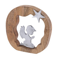 Dekofigur Betender Engel 20x20cm Masterbox 16-teilig Holzfigur Glücksengel Mangoholz Aluminium