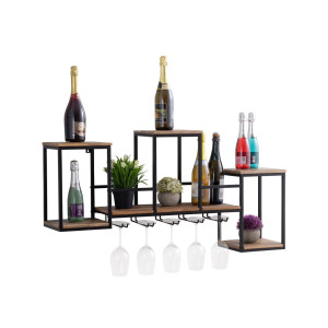 Flaschenregal Weinregal Holz 104x53x23cm Hausbar Rio Grande Mangoholz Metall-Gestell