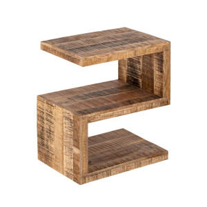 Beistelltisch Holz S Form 42x50x31cm Sofatisch Sissi Blumensäule nachhaltig Mango Altholz