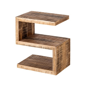 Beistelltisch Holz S Form 42x50x31cm Sofatisch Sissi Blumensäule nachhaltig Mango Altholz