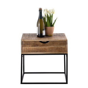Nachtschrank Holz Nachtkästchen 45x45x35cm Nachtkonsole Maya Beistelltisch Metall Gestell
