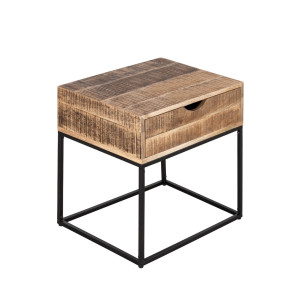 Nachtschrank Holz Nachtkästchen 45x45x35cm Nachtkonsole Maya Beistelltisch Metall Gestell