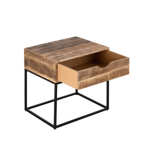 Nachtschrank Holz Nachtkästchen 45x45x35cm Nachtkonsole Maya Beistelltisch Metall Gestell