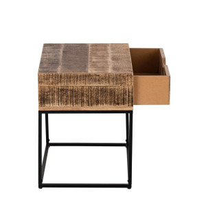 Nachtschrank Holz Nachtkästchen 45x45x35cm Nachtkonsole Maya Beistelltisch Metall Gestell