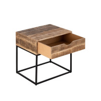 Nachtschrank Holz Nachtkästchen 45x45x35cm Nachtkonsole Maya Beistelltisch Metall Gestell