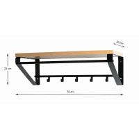 Wandgarderobe eiche schwarz 70x30x23cm