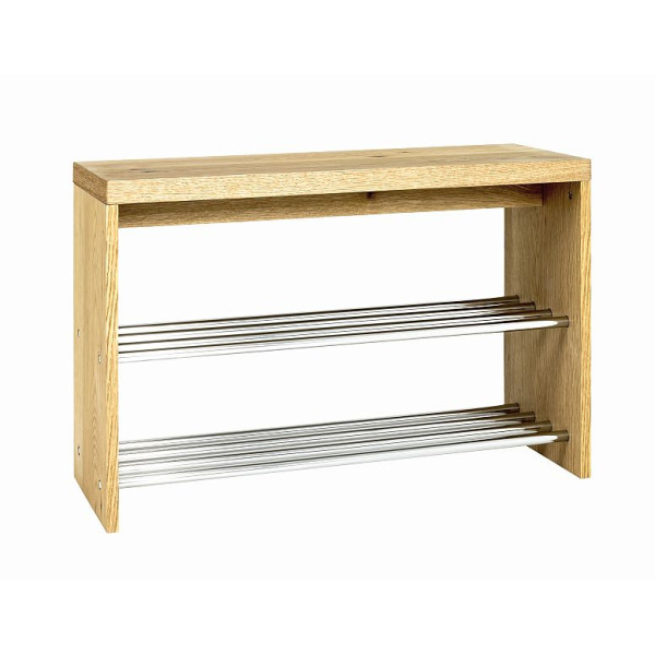 Schuhbank eiche chrom Echtholz 81x30x55cm