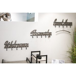 Wandgarderobe schwarz silber Metall 60x4x24cm