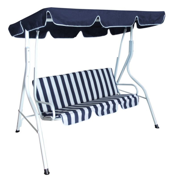 Hollywoodschaukel 3-sitzer weiss blau