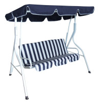 Hollywoodschaukel 3-sitzer weiss blau