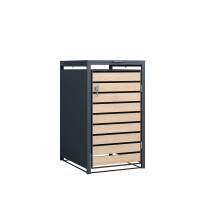 Mülltonnenbox 4er Stahl verzinkt Front in Holzoptik
