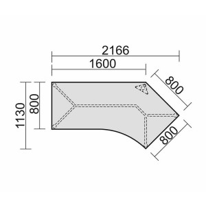 Gera Winkel-Schreibtisch 4 Fuß Flex 135° rechts 2166x1130mm onyx nussbaum