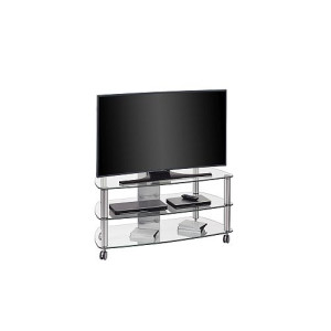 TV Rack,TV Möbel, Metall Alu - Klarglas 1100 x 506 x 508 mm