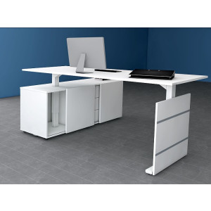 Kerkmann Komplettarbeitsplatz Move 3 Sitz-/Stehtisch 180x80x72-120cm plus Sideboard rechts 160x50x58cm elektr. höhenverstellbar