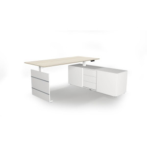Kerkmann Komplettarbeitsplatz Move 3 Sitz-/Stehtisch 180x80x72-120cm plus Sideboard rechts 160x50x58cm elektr. höhenverstellbar
