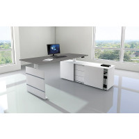 Kerkmann Komplettarbeitsplatz Move 3 Sitz-/Stehtisch 180x80x72-120cm plus Sideboard rechts 160x50x58cm elektr. höhenverstellbar